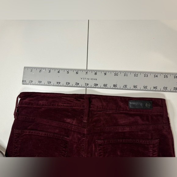 AG Velour Pants Skinny High Rise Velvet The Farrah Maroon/Merlot SZ 28 LIKE NEW! - Picture 14 of 16